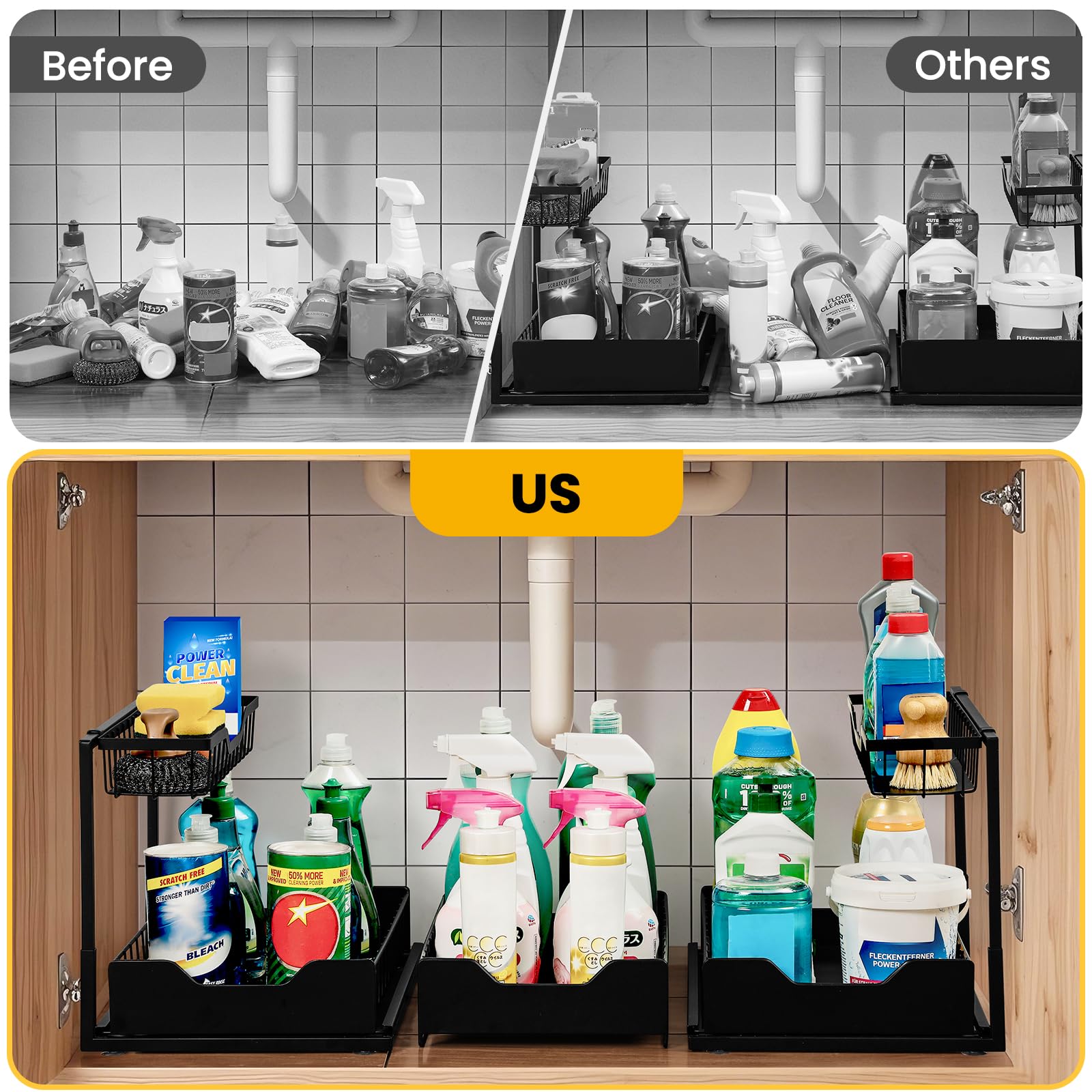 Snuvid removable center basket held out for flexible storage