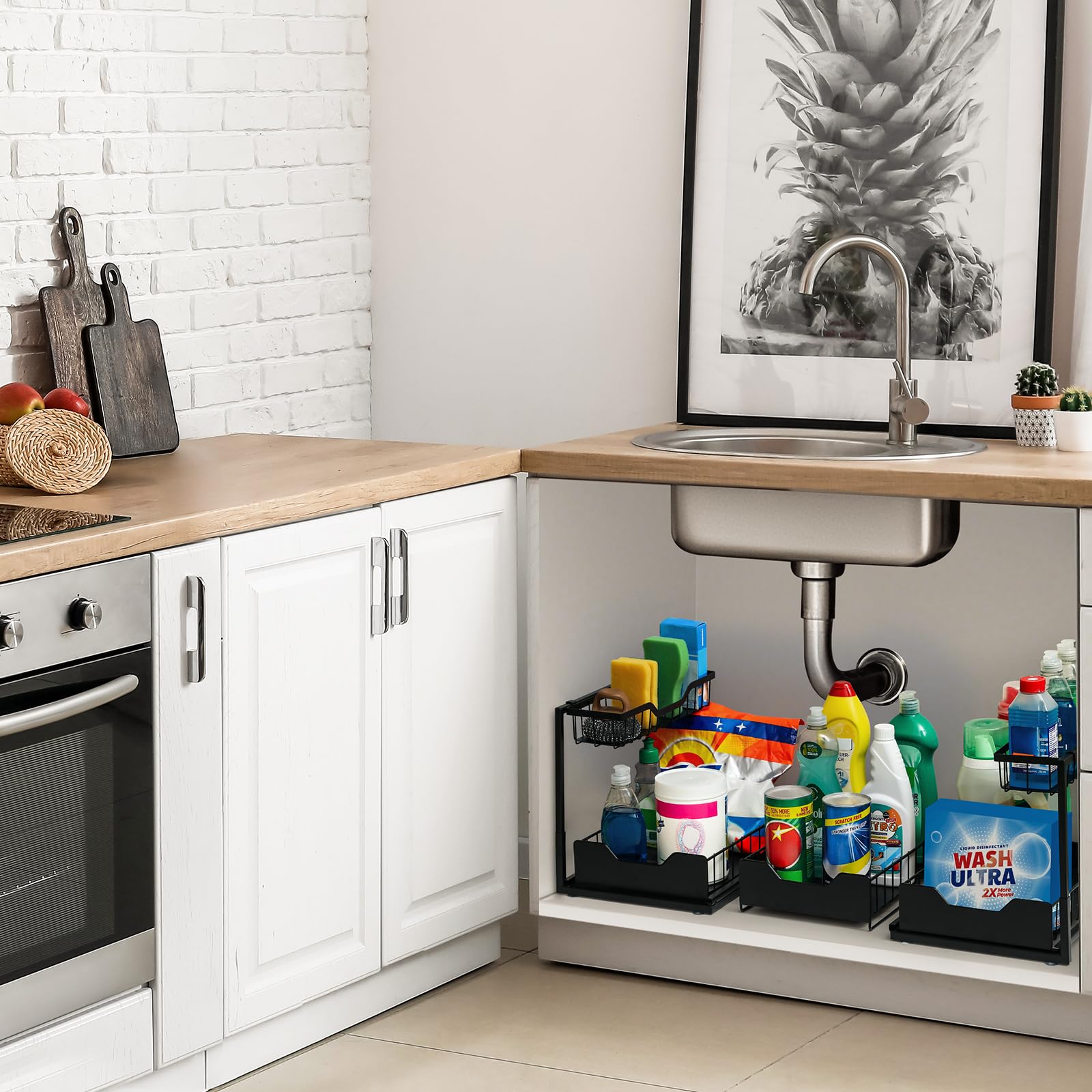 Snuvid installed inside cabinet to show size and clearance