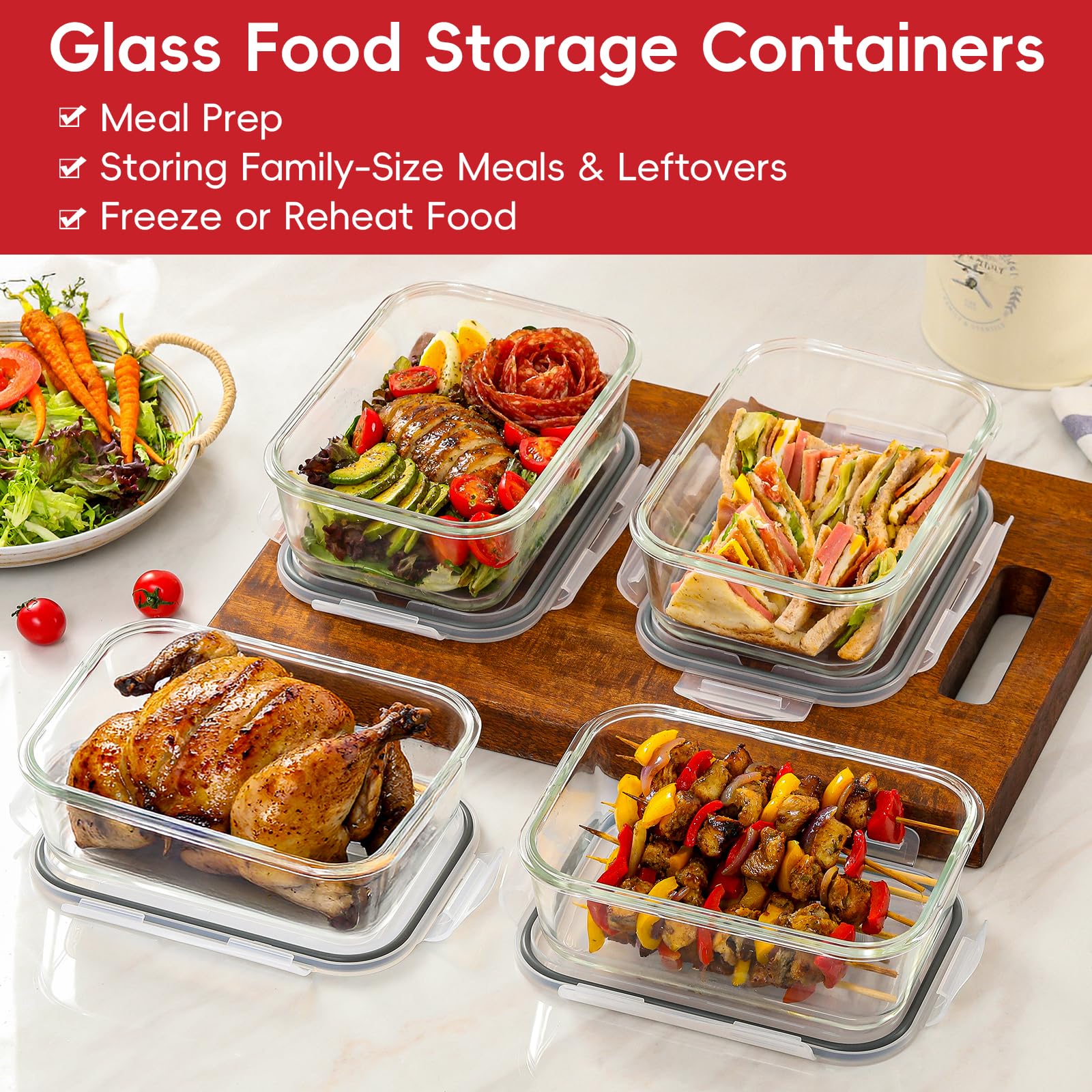 Snuvid glass container in oven with baked meal ready to serve safely