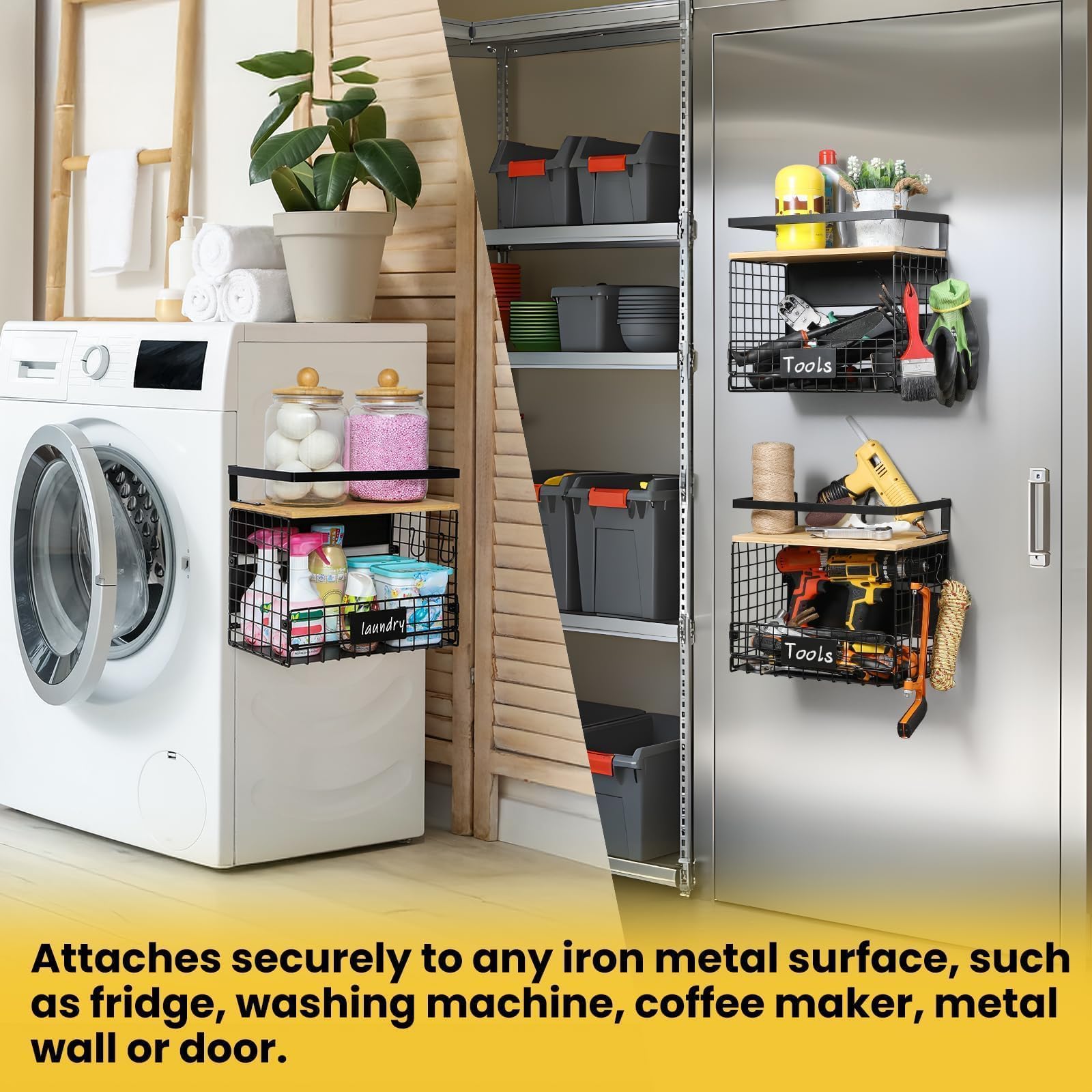 Snuvid lifestyle kitchen scene mounted on fridge adding instant storage