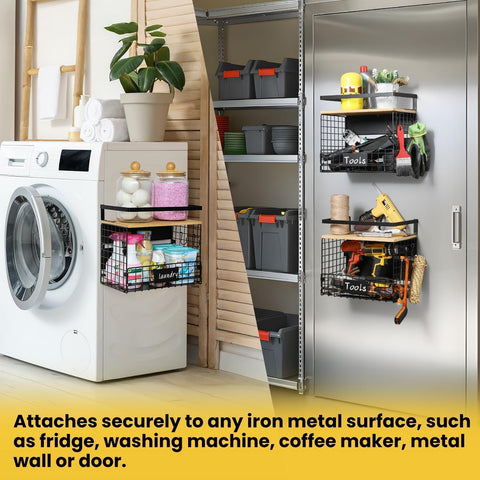 Snuvid lifestyle kitchen scene mounted on fridge adding instant storage