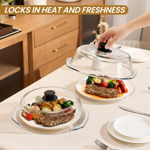 Snuvid serving dome on table presenting food elegantly while keeping it covered