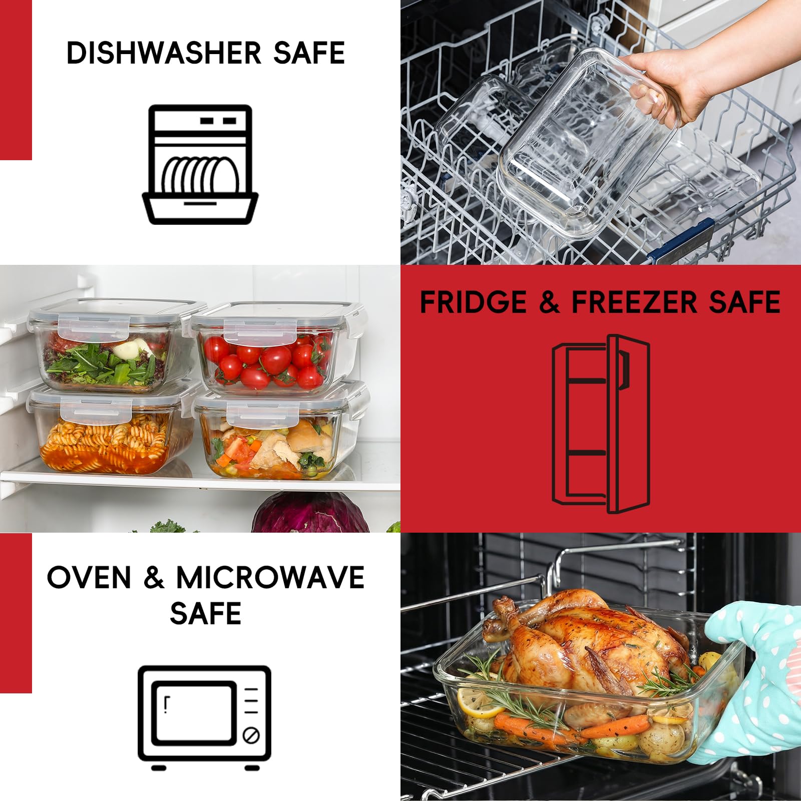 Snuvid containers stacked in fridge demonstrating space-saving organization