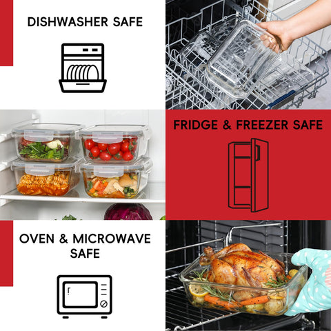 Snuvid containers stacked in fridge demonstrating space-saving organization