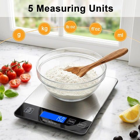 SNUXOVO blue LCD display and touch buttons for fast, clear readings