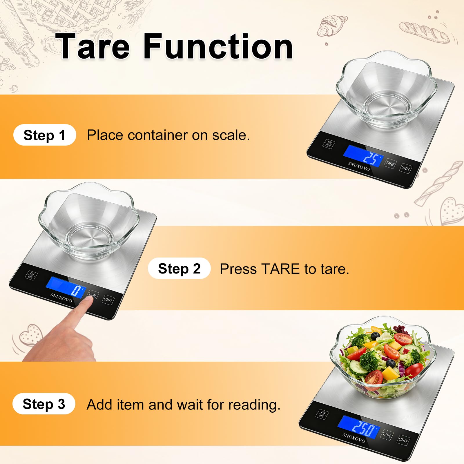 SNUXOVO next to common utensils showing scale size and space-saving benefit