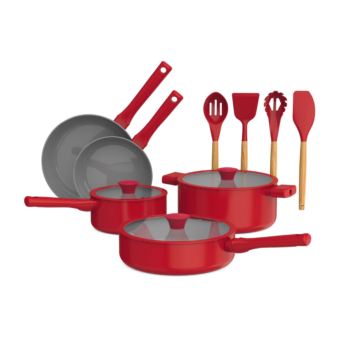 so yummy by bella front packaging showing full 12-piece set and bright red finish