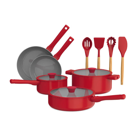 so yummy by bella front packaging showing full 12-piece set and bright red finish