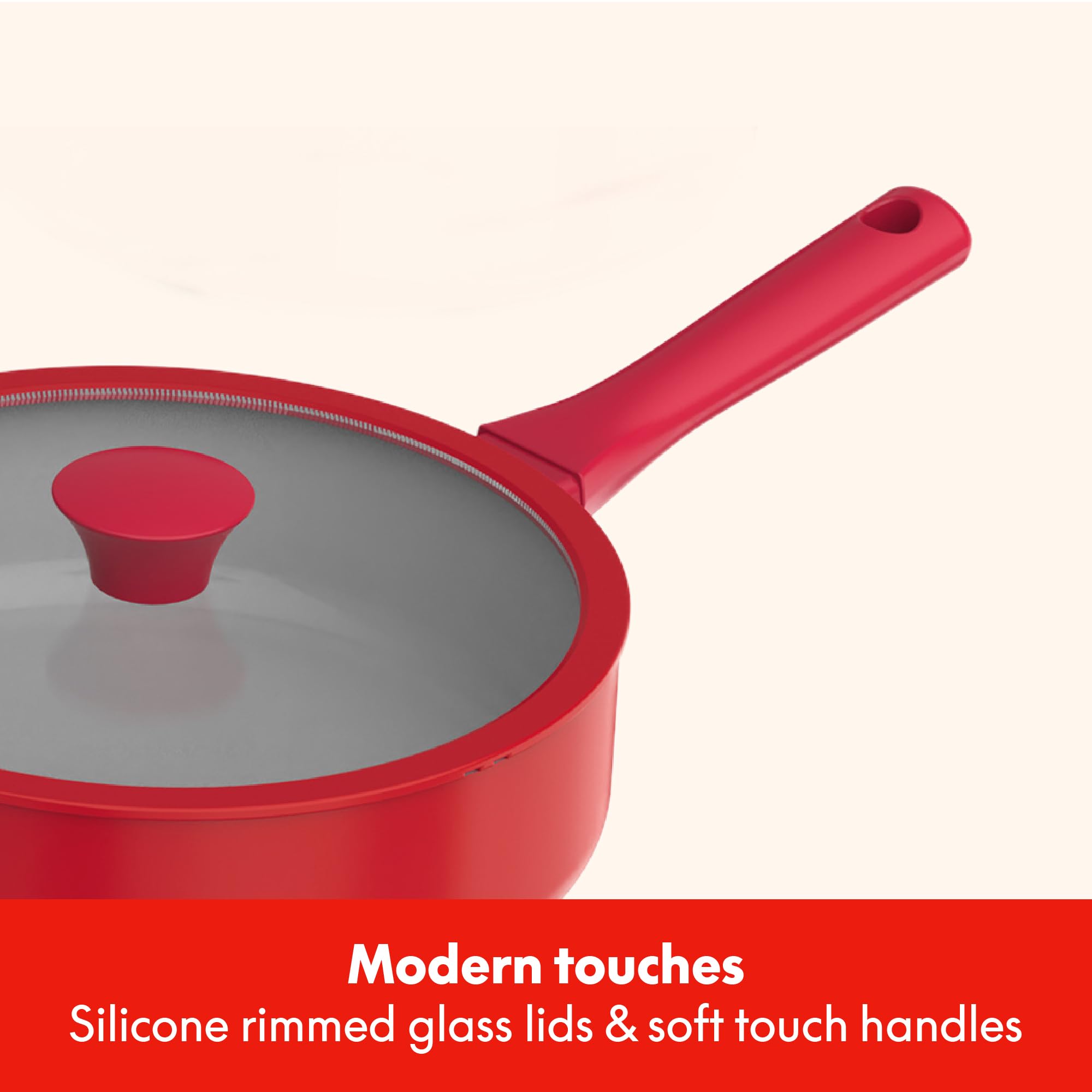 so yummy by bella saucepan with silicone-rim lid showing secure steam retention