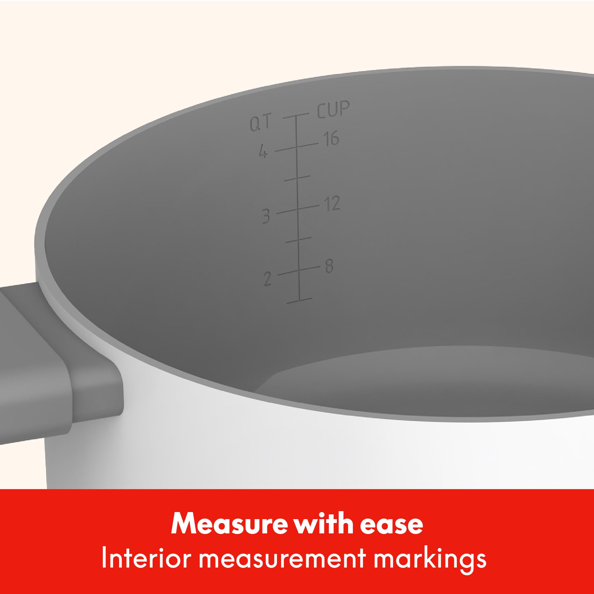 So Yummy cookware held in hand to show lightweight aluminum durability and scale