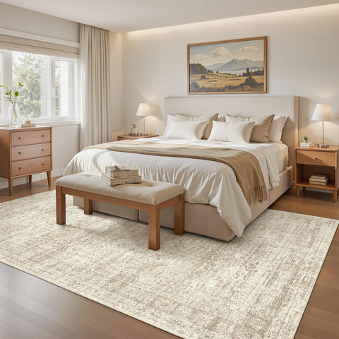 Soalmost rug with pet sitting on it showing pet-friendly materials and resilience