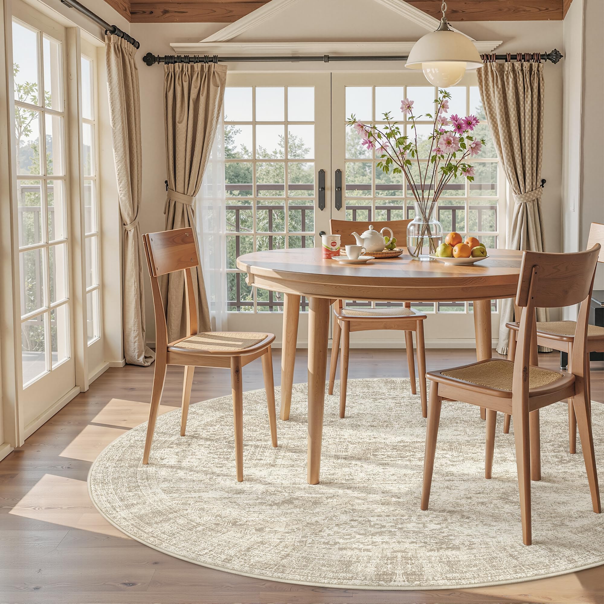 Soalmost rug with pet scene showing pet-friendly, stain-resistant performance