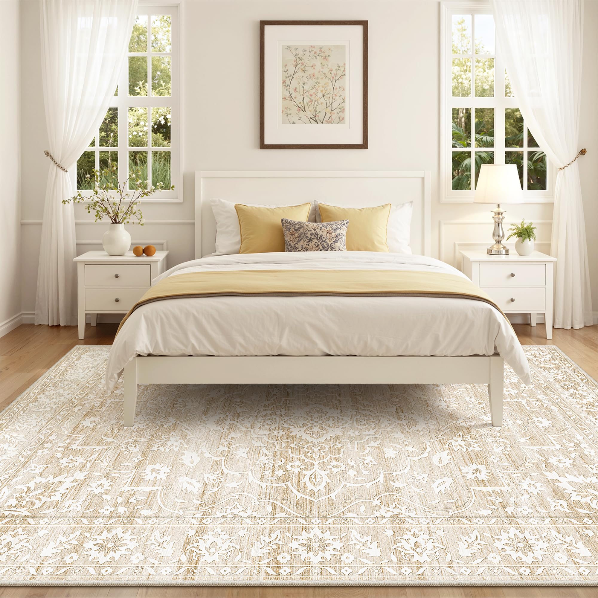 Soalmost rug styled in living room adding warmth and cohesive decor benefit