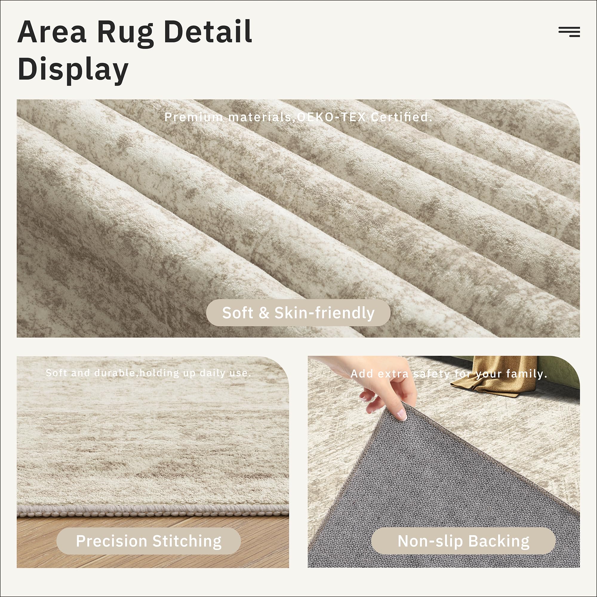 Soalmost rug in living room under sofa demonstrating cohesive decor benefit