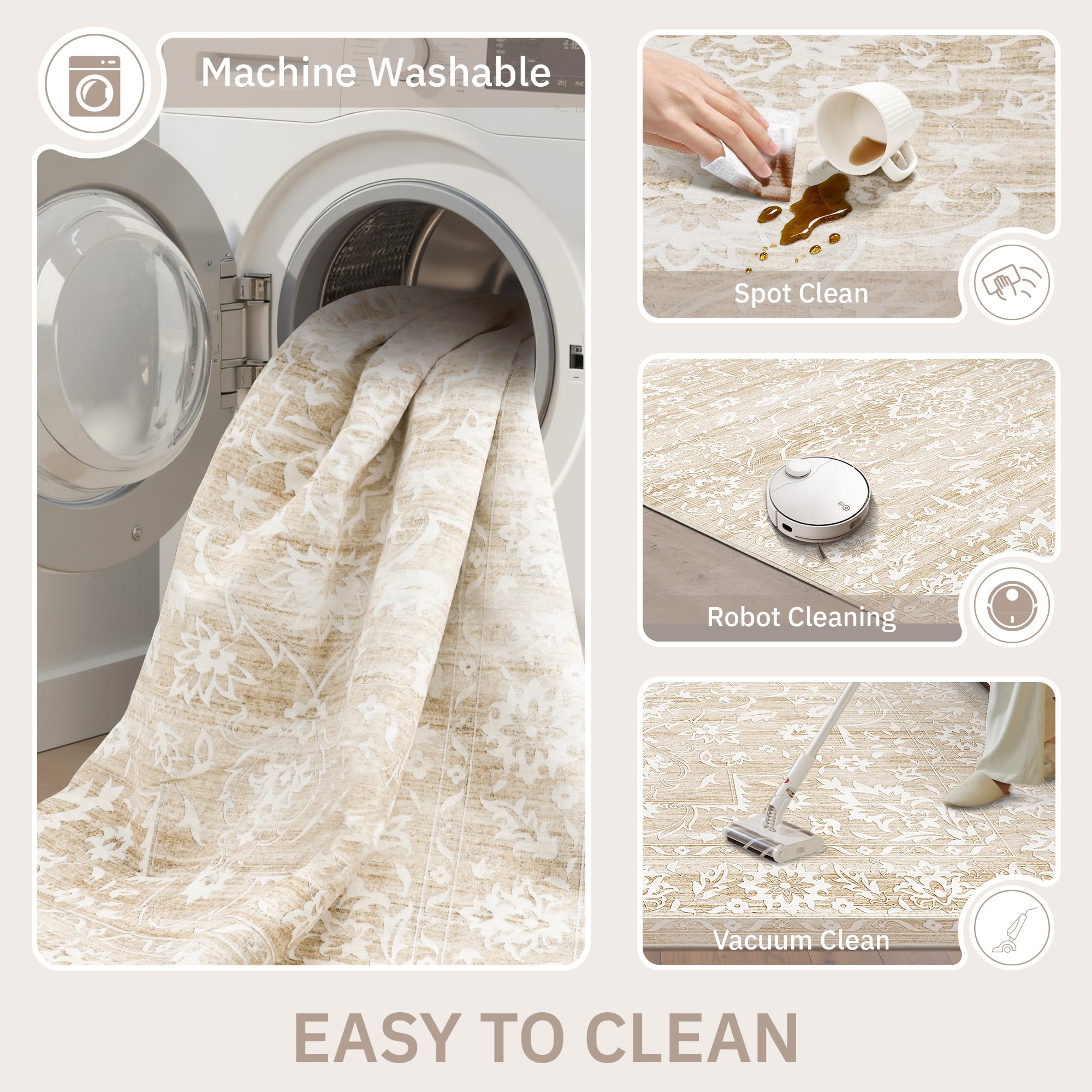 Soalmost rug with a dog resting showing pet-friendly durability and easy cleaning
