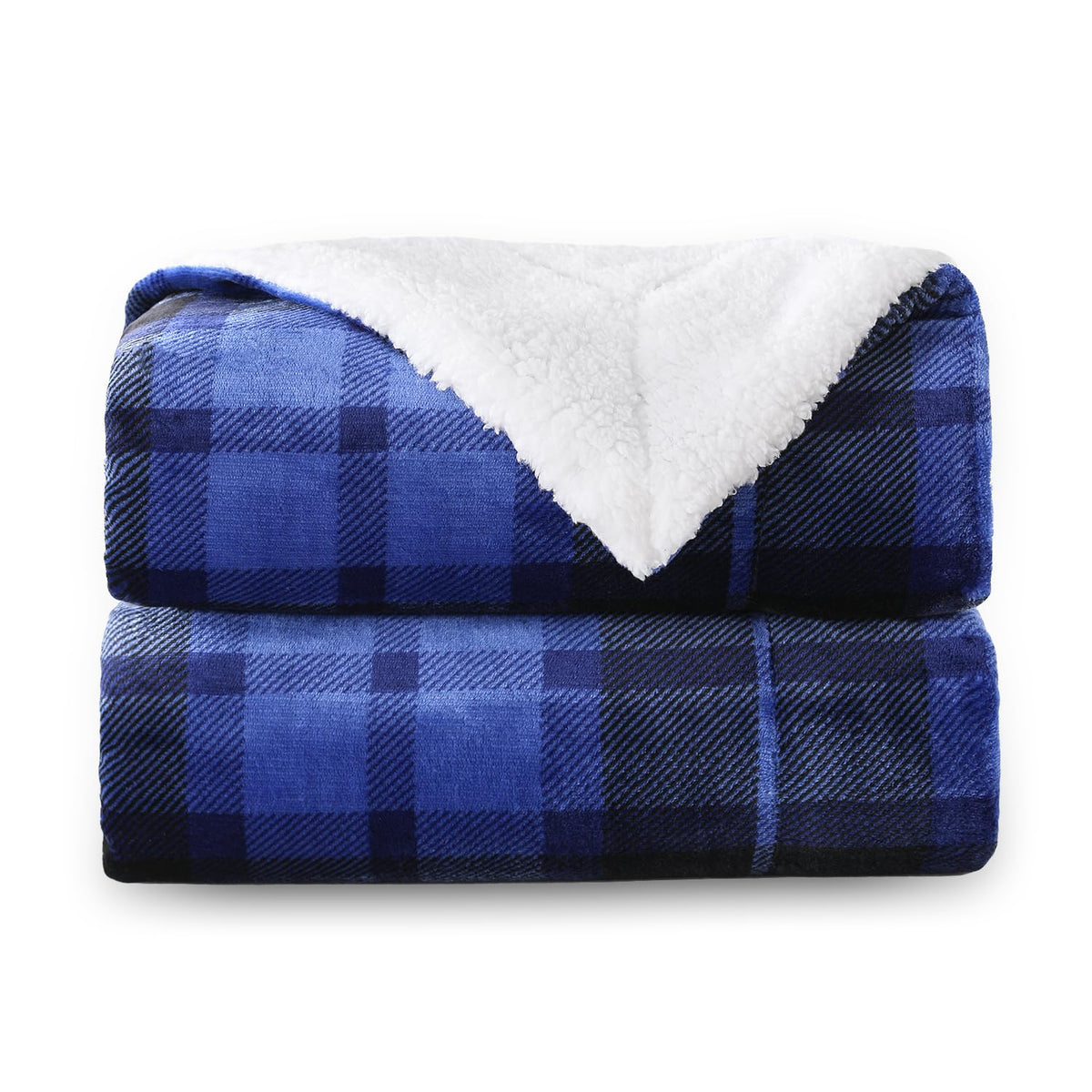 SOCHOW blue buffalo plaid front view shows classic pattern and cozy style