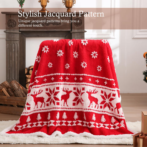 SOCHOW jacquard reindeer and snowflake pattern detail for decorative appeal