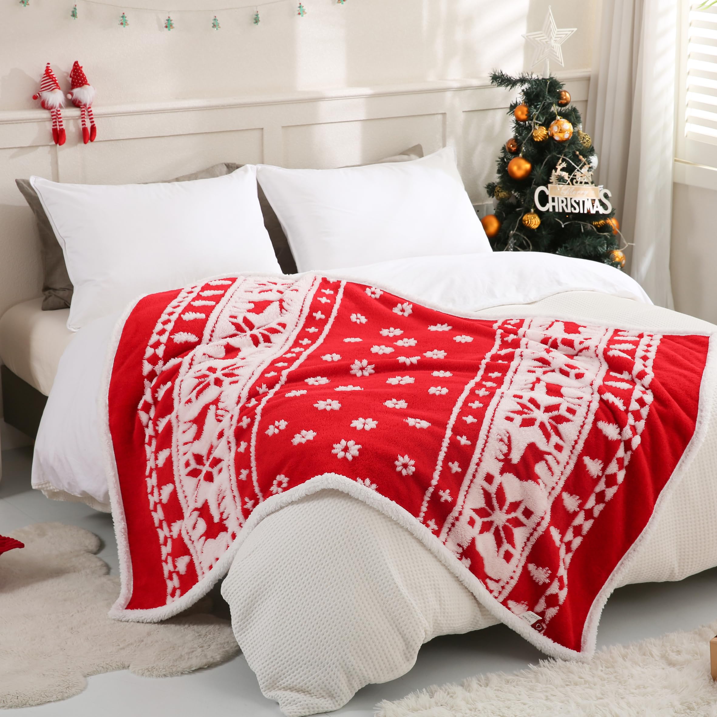 SOCHOW throw draped on sofa creating instant holiday atmosphere and warmth