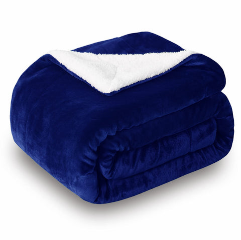 SOCHOW blue throw front view showing reversible design and cozy look