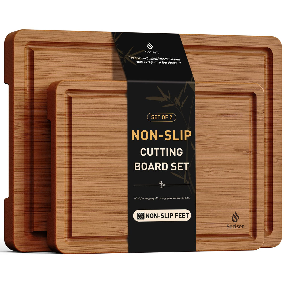 Socisen front view of two bamboo boards showing clean profile and gift-ready look