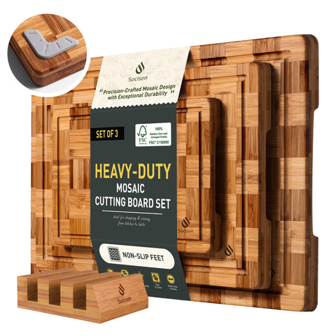 Socisen front view of three-board set showing elegant packaging and ready-to-gift benefit