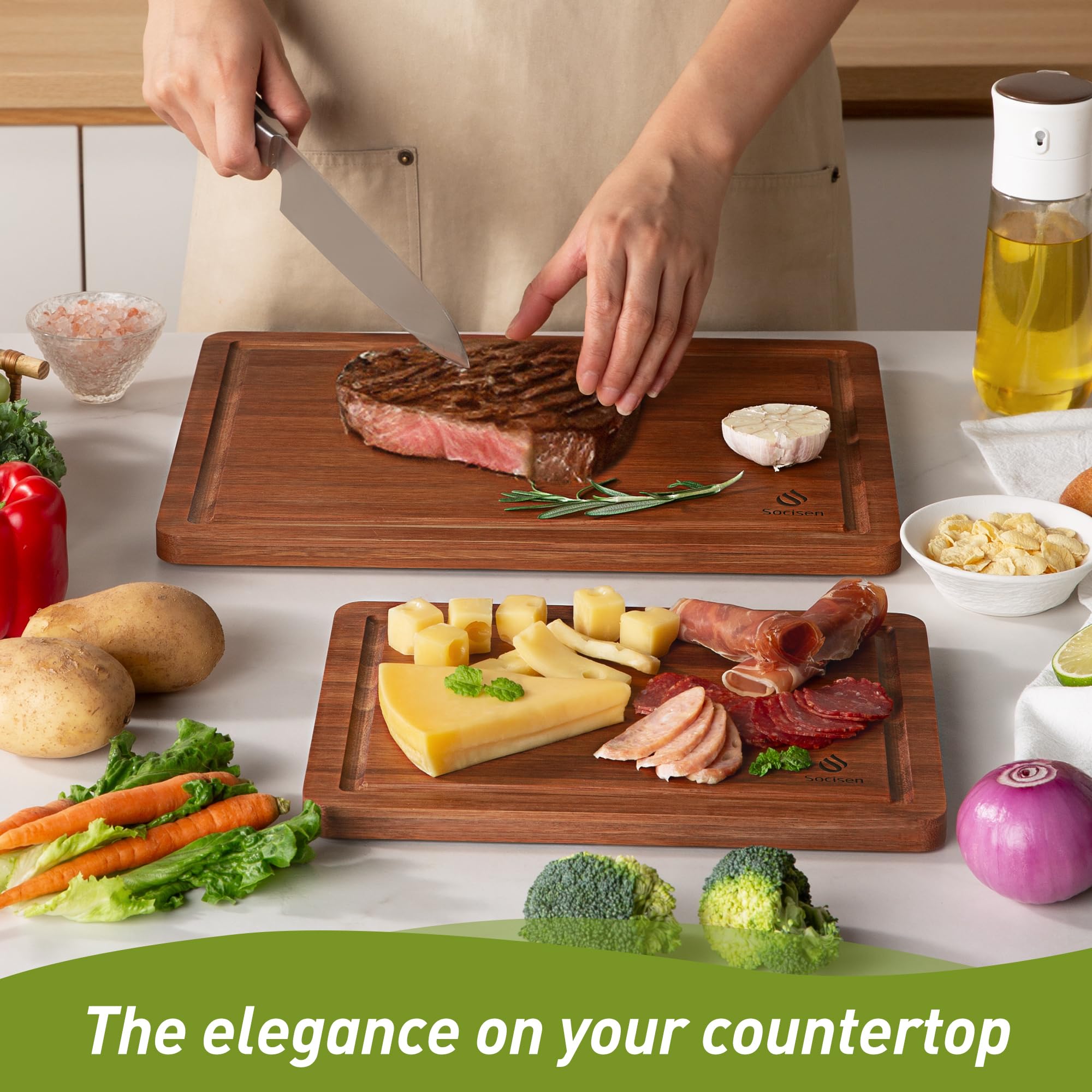 Socisen board used as serving tray for charcuterie showcasing attractive presentation