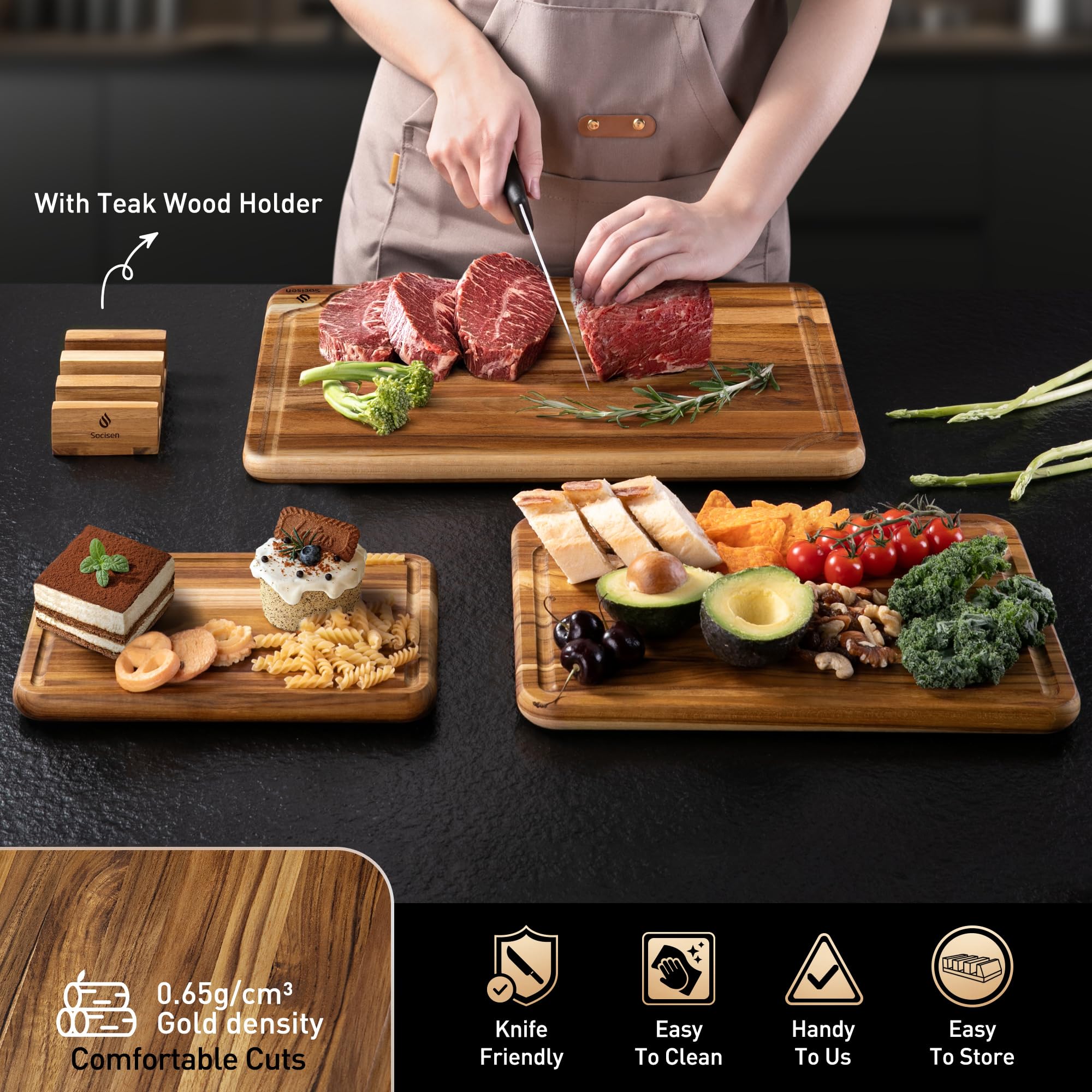Socisen 17-inch board used for charcuterie highlighting presentation-ready appeal