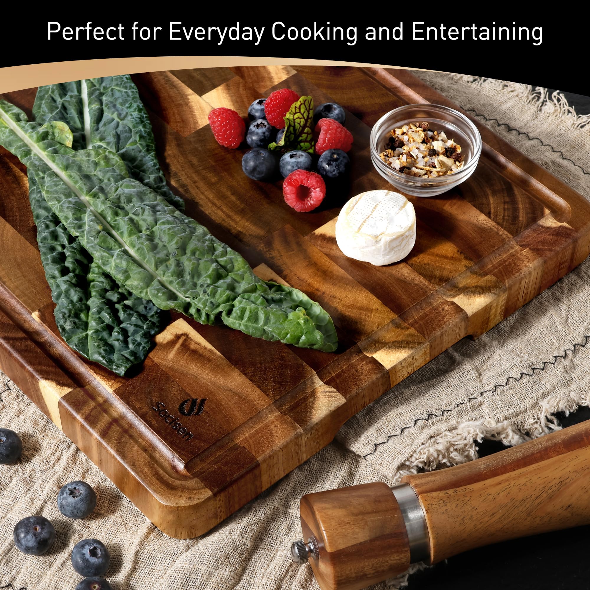 Socisen board beside utensils for size comparison and practical kitchen scaling