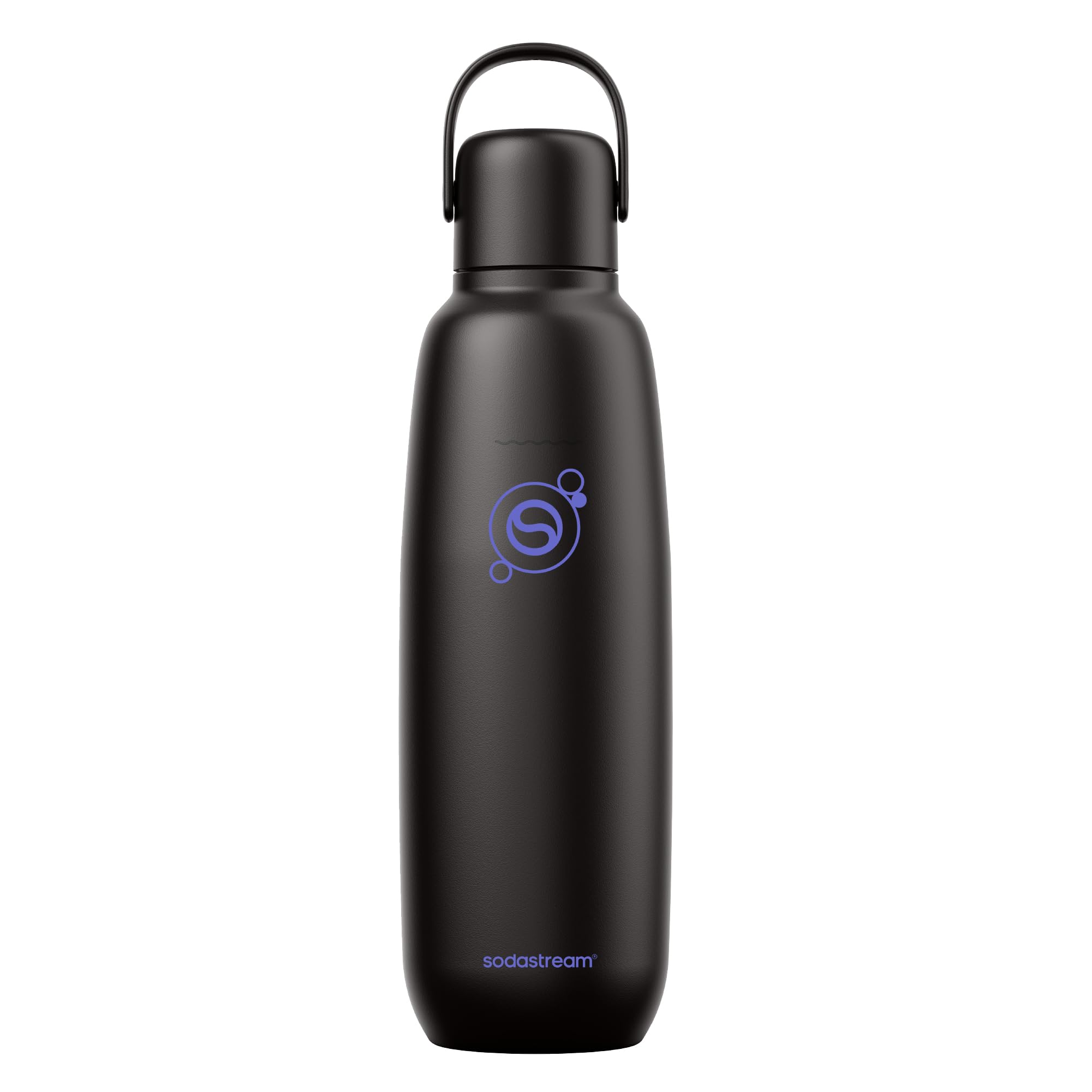 SodaStream front view of black Fizz & Go Cool showing sleek insulated design and portability