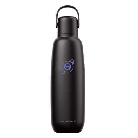 SodaStream front view of black Fizz & Go Cool showing sleek insulated design and portability