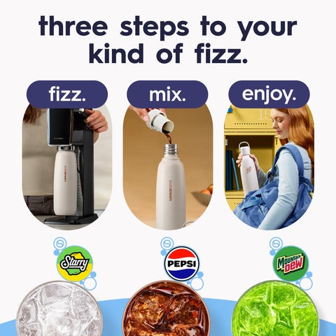 SodaStream bottle attached to compatible machine demonstrating direct carbonation convenience
