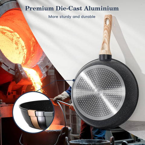 SODAY cookware on induction stovetop showing compatibility and quick heating benefit