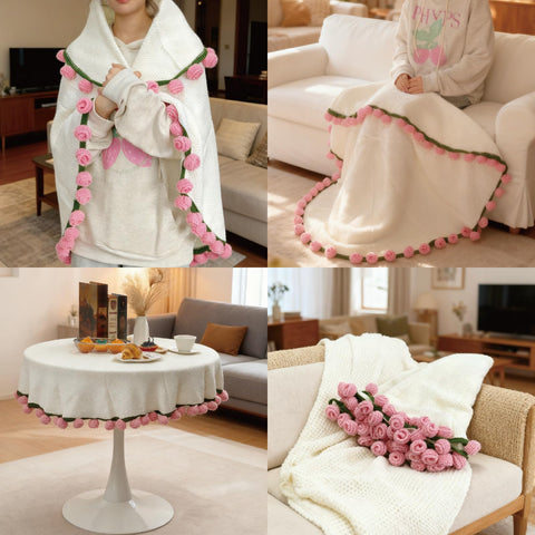 SoffMoiis woman wrapping shoulders with blanket for cozy comfort