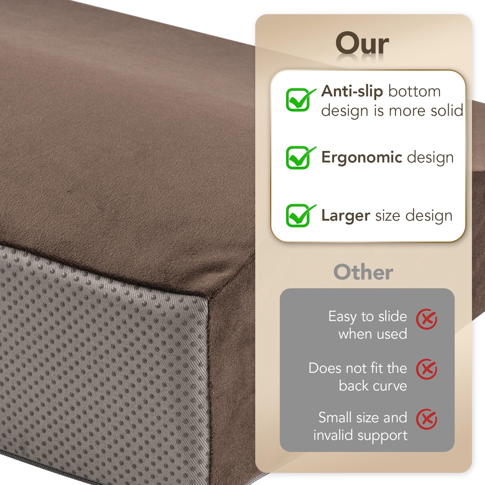 SofGlowly non-slip base close-up keeps pillow securely in place