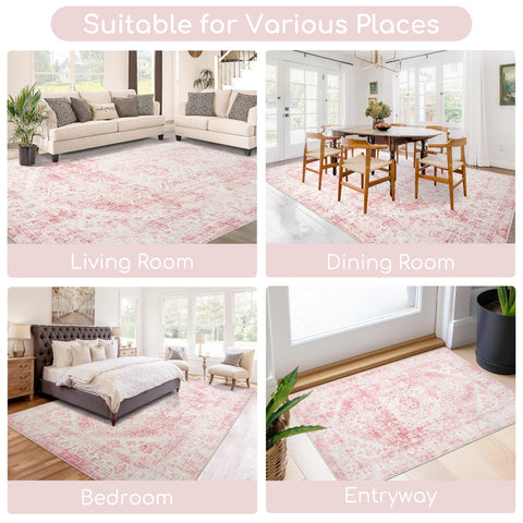 Sofrug size next to sofa demonstrating accurate 5x7 scale