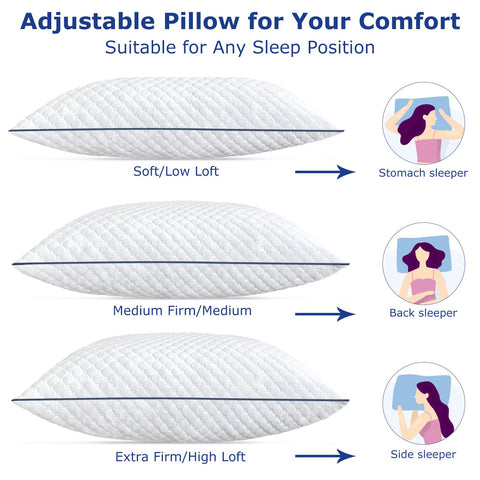 Sofslee shredded memory foam close-up showing breathable fill for adjustable support