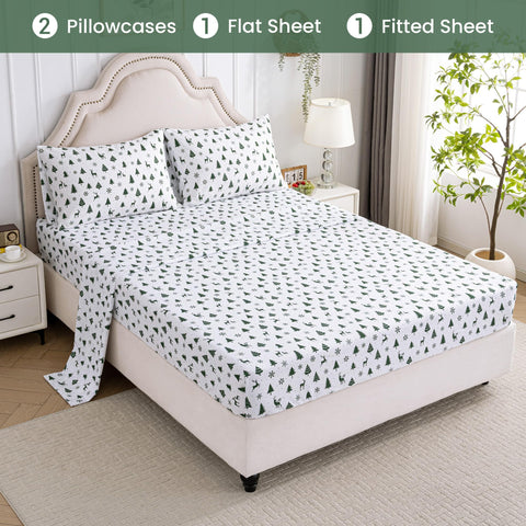 Softan detailed shot of reindeer and tree print emphasizing charming holiday pattern