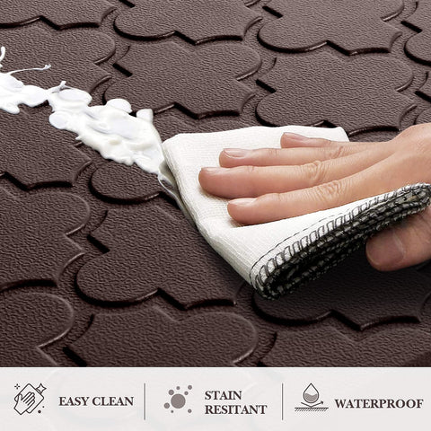 SoftDuo mat with foot for scale showing generous size and ergonomic relief