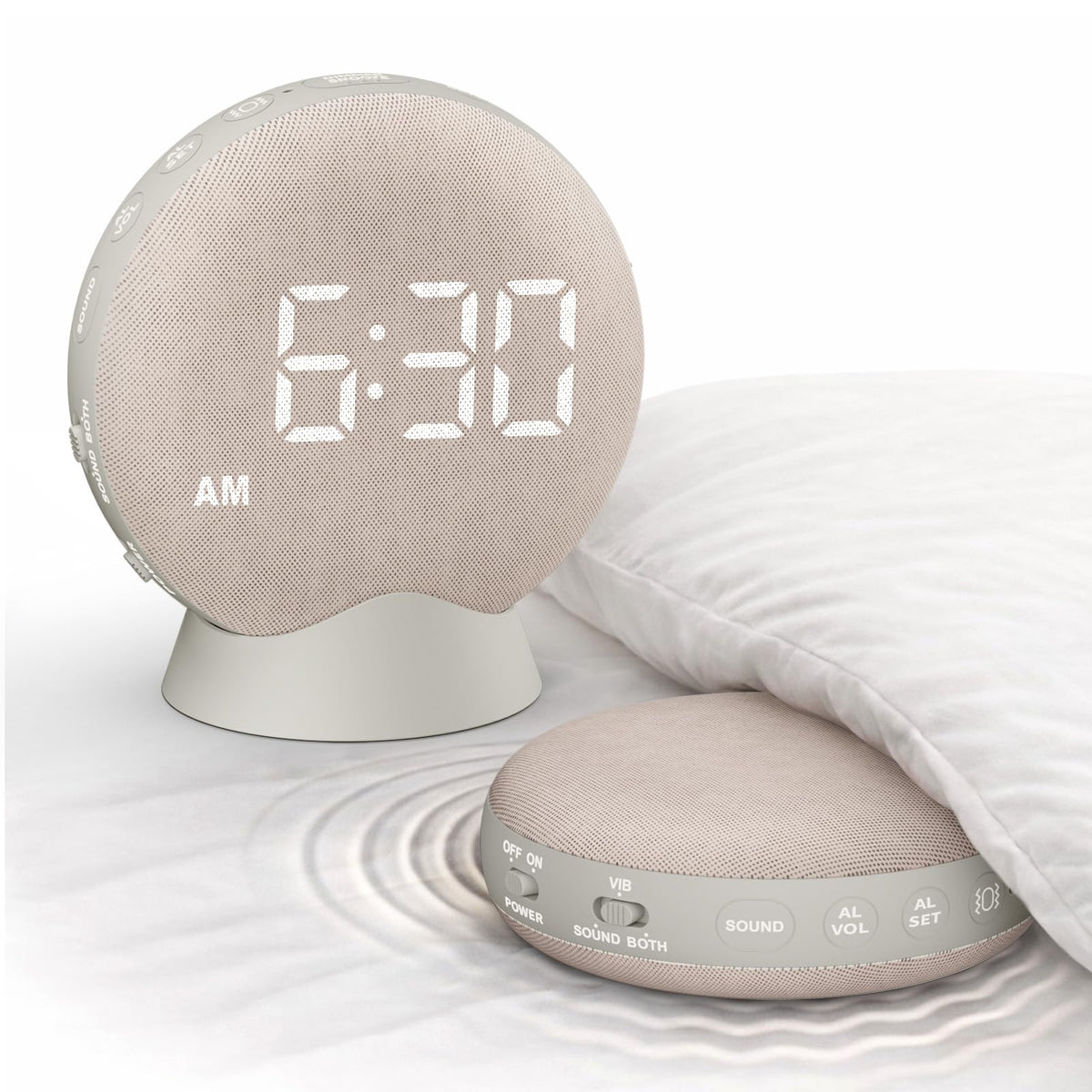 SolaceRise front display showing time and brightness control, clear night visibility