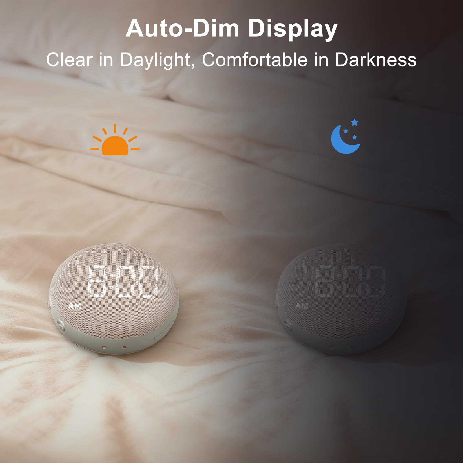 SolaceRise beside smartphone showing scale and portable bedside size benefit