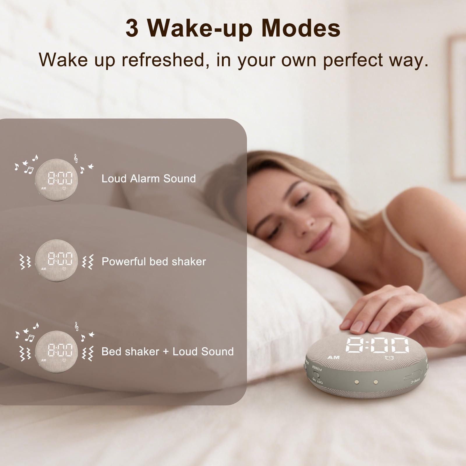 SolaceRise bed shaker placed under pillow to wake sleeper without noise