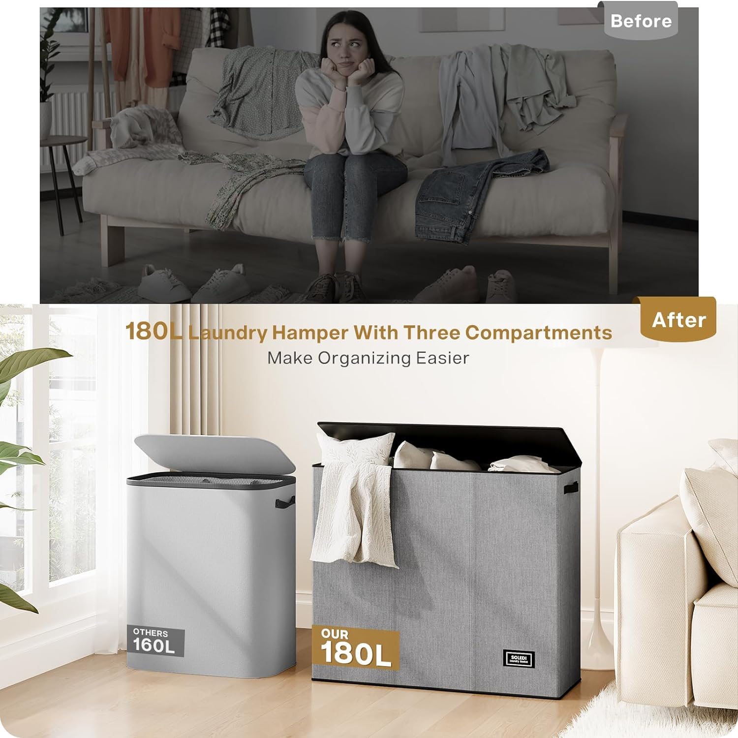 SOLEDI folded flat for storage showing easy compact stowing benefit