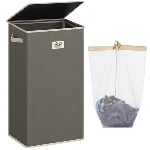 SOLEDI front view with lid showing tidy closed laundry storage