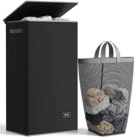 SOLEDI front view showing large-capacity hamper keeping room tidy