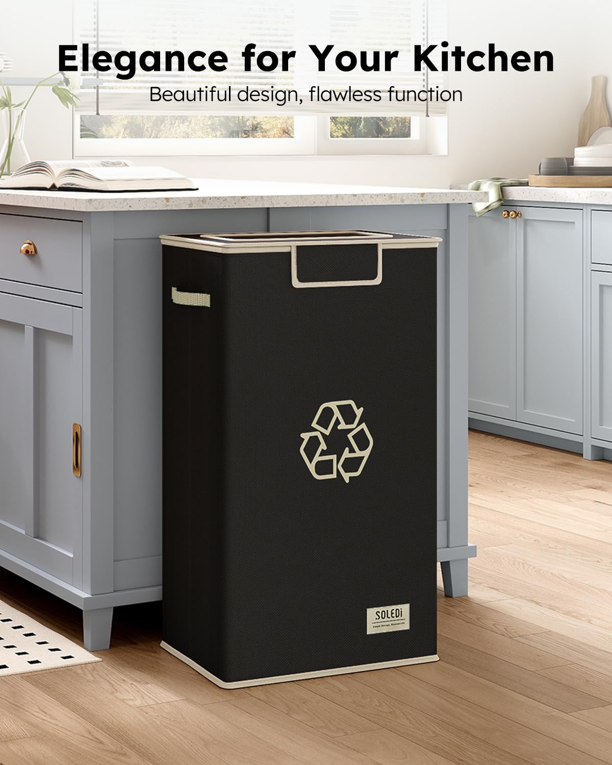 SOLEDI kitchen lifestyle placement showing tidy recycling solution