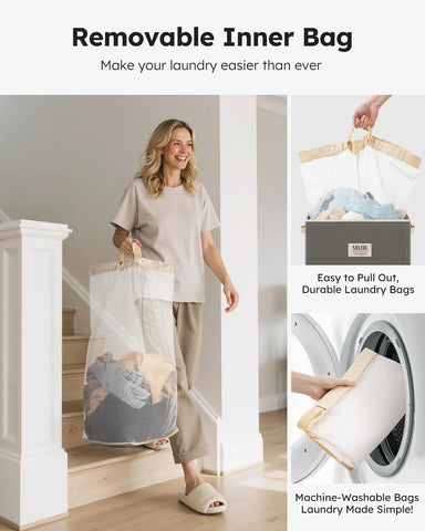 SOLEDI removable inner mesh bag shown ready to carry laundry easily