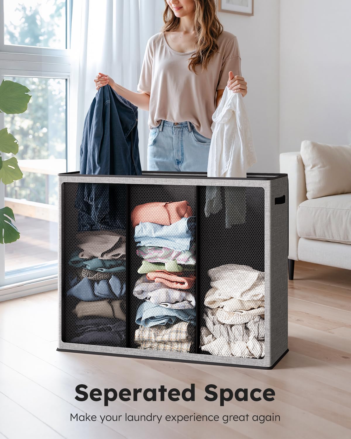 SOLEDI top view with three open compartments demonstrating instant sorting convenience
