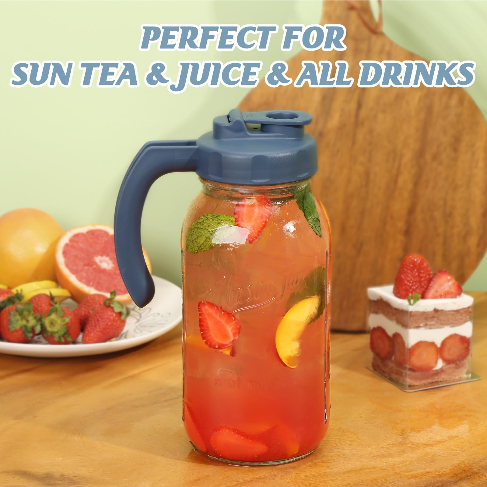 SOLIGT mason jar pitcher on a dining table showing serving-ready look and entertaining benefit