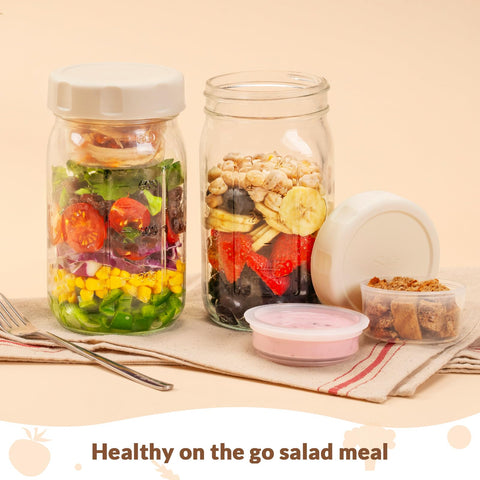 SOLIGT pouring dressing from top 2oz container into salad, keeps greens crisp