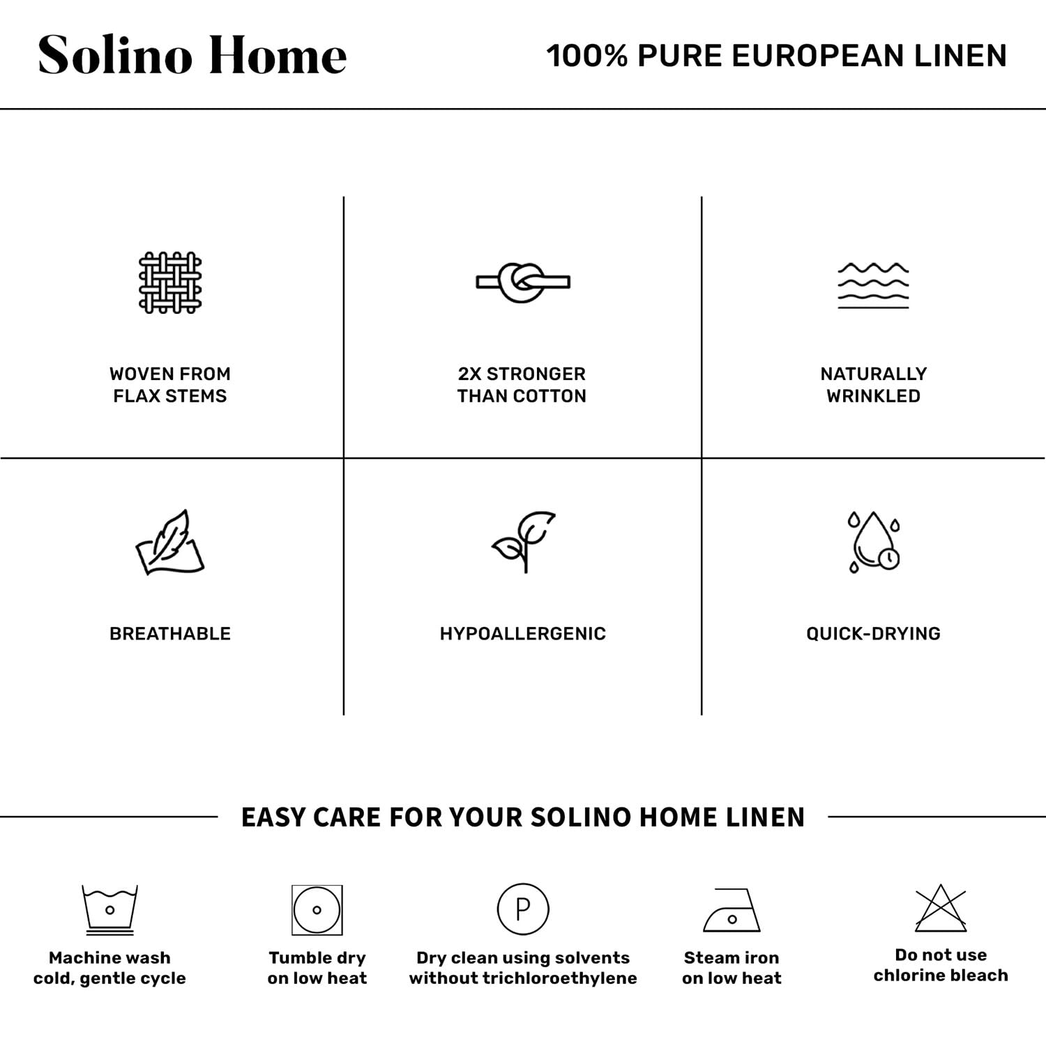Solino Home folded storage view showing compact, easy-care storage and longevity benefit